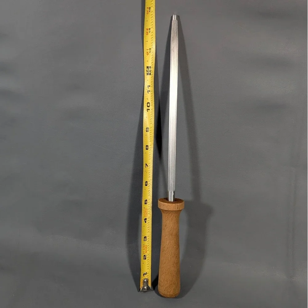 Vintage 10 Inch Honing Steel Knife Sharpening Rod with Wood Handle